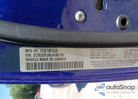 2020 Dodge Challenger R/T Scat Pack Widebody из США, поврежденный, VIN 2C3CDZFJ6LH189750